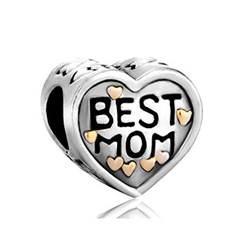 Uniqueen Fit Pandora Charms - Ciondolo per braccialetto Pandora, con strass, idea regalo per la mamma, base metal, cod. Li_DPC1619