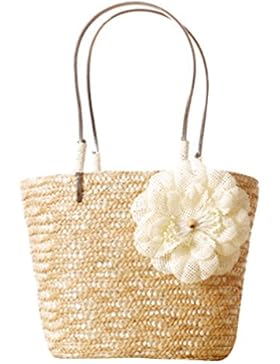 YOUJIA Damen Gewebt Handtasche Strand Tragetaschen Einkaufstasche Aus Form-Eimer