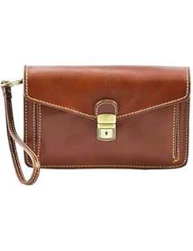 Echtes Leder Unterarmtasche Für Herren Farbe Braun - Italienische Lederwaren - Herrentasche