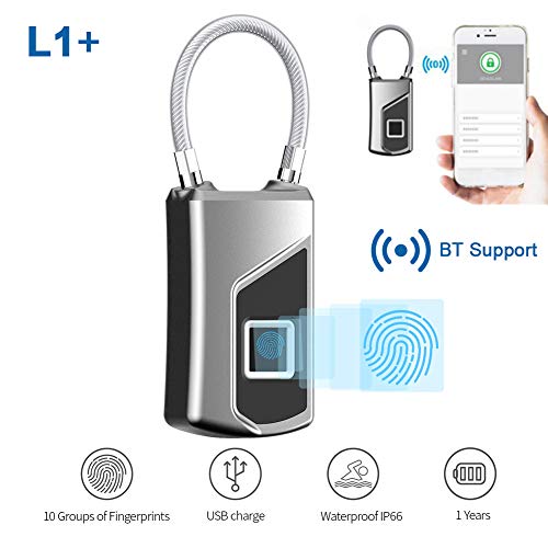 Preisvergleich Produktbild Milnnare USB Wiederaufladbare Smart Keyless APP Fingerabdruck Vorhängeschloss IP65 Diebstahlsicherung