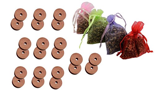 Preisvergleich Produktbild 28 tlg. Kombi Lavendelsäckchen und Mottenstop / Mottenschutz Set aus naturbelassenem Zedernholz ohne Chemie Motten Bekämpfung Umweltgerecht Holz Schrankduftscheiben und Lavendel Säckchen