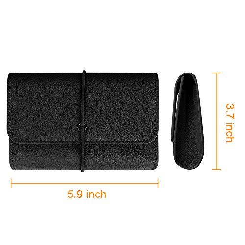 Fintie Schutzbeutel Tasche aus Kunstleder zum Verstauen elektronischen Zubehör Elektronische Organisator Tragetasche Reisetasche für MacBook Maus / Netzadapter / Kabel / SSD / HDD Enclosure / Powerbank, Schwarz - 2