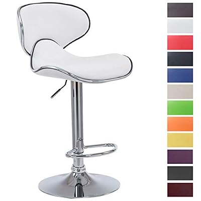 CLP Tabouret de Bar LAS VEGAS V2 Hauteur Réglable I Tabouret de Bar Confortable avec Dossier et Repose-pied I Chaise Haute de Bar Rembourrée Ergonomique I Couleur: blanc
