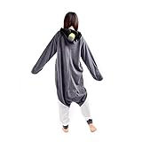 DarkCom Tier-Kostüm für Erwachsene Unisex-Modell Einteiler Jumpsuit ideal Pyjama oder Cosplay-Verkleidung Grau Pinguin -