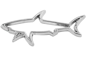 AUTOZOCO Emblema Adhesivo tiburón metálico, Pegatina de tiburón para Coche, Insignia de tiburón metálica para Coche, Logo de tiburón Cromado para Auto, Metal, 7.6 cm x 3.6 cm - Color Plateado