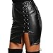 Produktbild Damen Mode MiniRock FORH Frauen Klassisch Hohe Taille PU-Leder Rock Bandage A-Linie Lederrock Sexy Ausdehnungs Wetlook Bodycon kurzen Röcke (Schwarz, S)