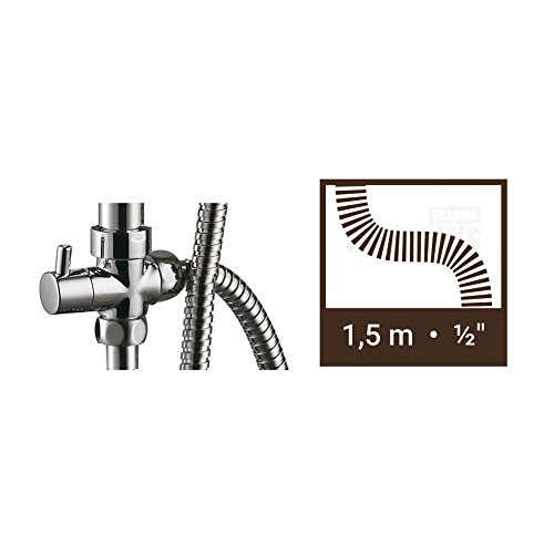 Dusch Set Überkopfbrause Set Regendusche Duschkopf Steigrohr Wellness Handbrause Metall-Brauseschlauch 150cm - 6