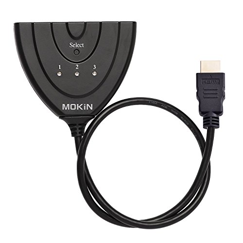 3-Port HDMI Verteiler Switch Kabel 3 In 1 Out 3D, Full HD 1080p HDMI Splitter für HDMI TV, PC, PS3, XBOX ONE/360, DVD – 2 Ft - 6