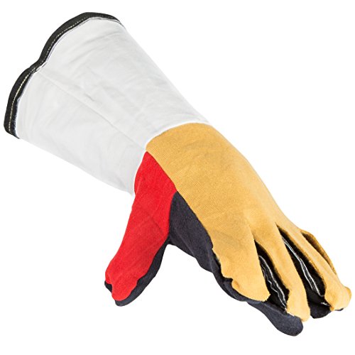 Bruzzzler Grillhandschuhe – Lederhandschuhe-Set lang mit gesticktem Logo, Universalgröße - 5
