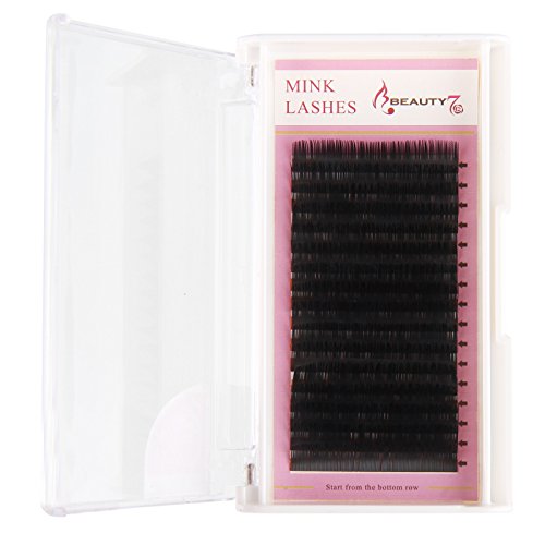 Beauty7 Mink Lashes-Einzelwimpern-C-Curl-Wimpernverlaengerung-0.20mm Staerke-12mm Laenge