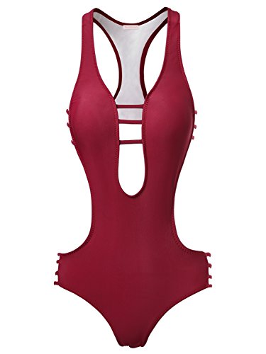 EA Selection Damen Einteiler Tief-V Badeanzug Farbverlauf Blume Elastic