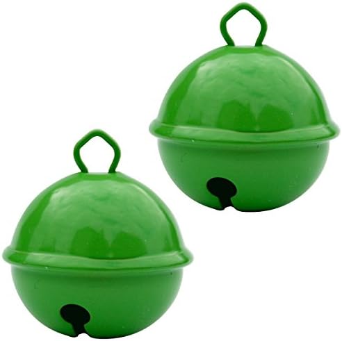 Bell Nice + Green (2 Pieces, Solid Brass Bell 35 mm): Sphere Rust Resistant – 15 mm, 24 mm and Large 35 mm Jingle Bells + 16 Colours for: Bebe Bola, Pregnancy, and Arts and Crafts, Decorations, Birthdays, Christmas etc...