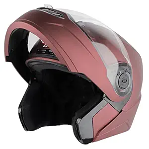 Steelbird SBA-7 7Wings ISI Certified Flip-Up Helmet for Men and Women (X-Large 620 MM, Matt Maroon with Clear Visor)
