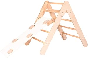 MAMI SRL Mami Kids - Arrampicata per Bambini Richiudibile in Legno Naturale 70x60cm, Triangolo con Scivolo per Bambini 1-5 Anni, Giochi Educativi Montessori - Made in Italy