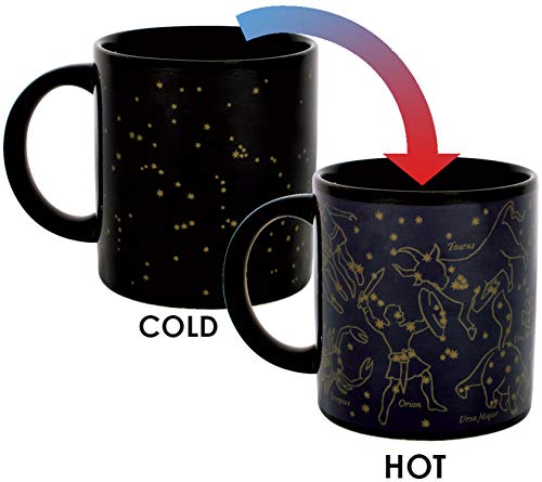 Mug Constellation de chaleur changeante - Nouvelles étoiles dorées - Ajoutez du café ou du thé et 11 constellations apparaissent - Venez dans une boîte-cadeau amusante