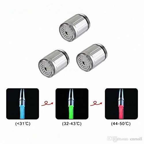 Queenshiny® Glühen LED Wasser Wasserhahn Stream Licht Temperatur Sensor 3 Farbe ändern grün rot blau - 3