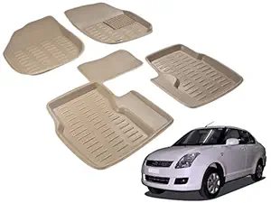 Kozdiko 3D Foot mats Beige Color Set of 5 pcs for Maruti Suzuki Swift Dzire