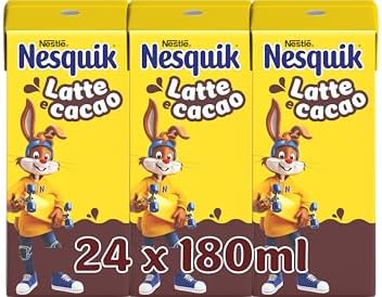 NESQUIK Pronto da Bere Latte e Cacao, 8 Confezioni da 3 Brick da 180ml (24 Brick 4,32L)