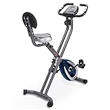 Ultrasport F-Bike 300B Vélo Dossier, Ordinateur d'Entraînement et Application, Facilement Pliable d'Appartement Mixte Adulte, Gris Foncé/Bleu Marine