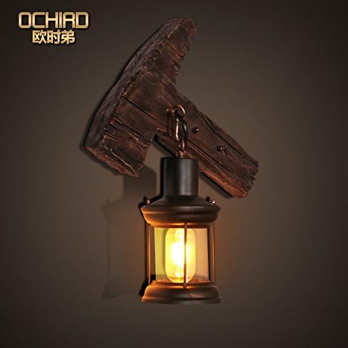 GaoHX Light American Retro Man Coffee Restaurant, Industrial Style Loft Idea Gap Clothing Store Net Bar Desk Solid Wood Art Wall Lamp