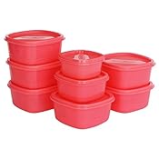 Princeware Plastic Storage Container Set, 8-Pieces, Pink