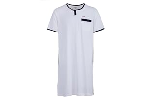 Henry Terre Męska koszula nocna, krótka piżama z kieszenią na piersi, koszulka do spania