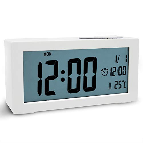Jcobay Alarm Clocks Bedside Non Ticking, Battery Operated Digital Clock