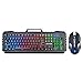 Produktbild Gaming LED Wired Tastatur und Maus Combo, 3200DPI USB Maus Multimedia Tasten Rainbow Hintergrundbeleuchtung Mechanisches Feeling für PC Laptop Computer Mac