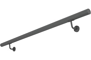 V2Aox Handlauf Treppengeländer aus Edelstahl, Anthrazit, Durchmesser: 4,2 cm, Rostfrei & Wetterfest, Inklusive Montagematerial, Halter, Länge: 60cm
