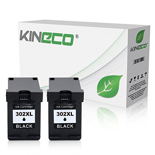 2 Kineco Tintenpatronen kompatibel zu HP 302 XL 2er-Pack Deskjet 3630, Envy 4520, Officejet 3830 - Schwarz