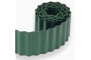 Garden Mile Heavy Duty Green Plastic Garden Border Edging - Durable and Flexible Decorative Stones Lawn Edging Border Garden Fencing and Tidy for Grass Borders, Ponds, Flower Beds (12cm x 6m)