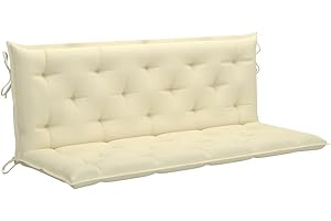 FIRBNUS 150x50x7 cm Cojín para balancín Tela Blanco Crema Cojines Exterior Jardin Cojin Banco Exterior Cojines Sofa Exterior Cojin Hamaca Recambio Balancin Jardin Cómodo Y Duradero