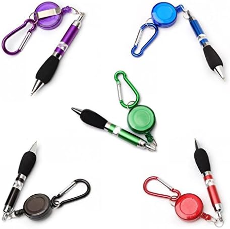 kangqi 5 pcs Retractable Badge Reel Pen Belt Clip and Carabiner---Random Ink Color
