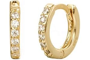 IMINI Petites boucles d'oreilles créoles en argent sterling et oxyde de zirconium plaqué or 18 carats pour cartilage percées femmes adolescentes 7 mm