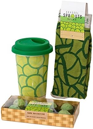 Martin's Chocolatier Brussels Sprout Gift Set with Belgian Chocolate Sprouts, Travel Mug and Cotton Rich Socks