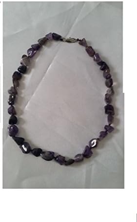 Real Amethyst Natural Stone Chain Necklace – Length approx. 43 cm, Gemstones roulees – Lobster Clasp – ECJ. DIFFUS