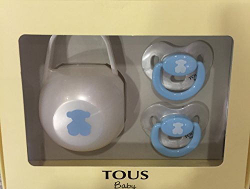 Tous Baby Set 2 Chupetes + Portachupetes Ref. BEAR-302 Color 067 Osito Celeste