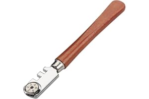 MYJ FIXTEK Glass Cutter with 6 Interchangeable Carbide Cutting Wheels Craft Cutting Kit Tool with Wooden Handle Perfect for Cutting & Scoring Glass Bottles, Mirrors, Window Panes, Shelves