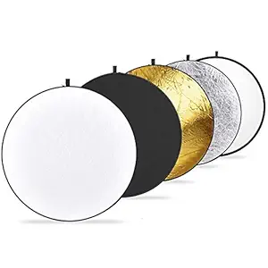 Kamron 42 inch 110cm 5 in 1 Reflector Silver Gold White and Black Collapsible Reflector for Studio or Any Photography Situation with Carry Bag