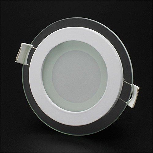 Preisvergleich Produktbild LED Panel Leuchte Glas Dimmbar Rund Deckenlampe Deckenleuchte Einbaustrahler Beleuchtung flach(6W / Nicht Dimmbar;Warmweiß)