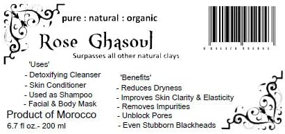 pure:natural:organic: - Stage 02 - Rose Scented Ghassoul / Rhassoul Powder (Moroccan Clay Mask) for Hail, Face, Nails & Body - 200ml