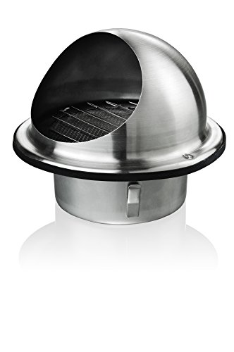Wetterschutzgitter Lüftungsgitter Kugelform 100 125 150 160 200 mm mit Insektenschutzgitter aus Edelstahl V2A (DN 150) - 4