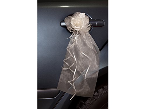 Hochzeitsauto Schmuck creme Hochzeit Autodeko Hochzeit Komplettset 6 teilig Girlande für die Motorhaupe - 3