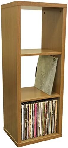 Traditional 3 Cubby Media Storage Rack - Designed Specifically With Vinyl Storage - Can Also Be Used For Ornaments, CDs, DVDs
