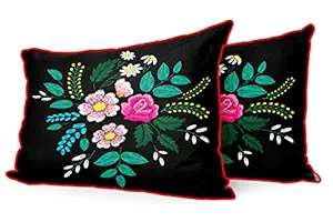 DreamVio Jute Fabric Printed Decorative Pillow/Throw/Cushion Covers for Living Room, Bed Room, Sofa,Chairs,Pillow Cases, Pillow Covers Set of 2, Size 12x18 Inches Style5