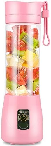 Portable use baby grade food materia Cup - Juicer Machine with USB Charger Fruit Mixing Machine Personal Size Rechargeable Juice Blender and Mixer (Green and pink) (Pink)