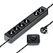 Produktbild Arendo – Steckdosenleiste 6-fach mit Fußschalter/Pedal | 2 x Stecker Strom ständigen ON |indicatore Status-LED | Max. 3680 W | 230 V AC 50 Hz | auch für Wandmontage geeignet | integrierter Kinderschutz | IP20
