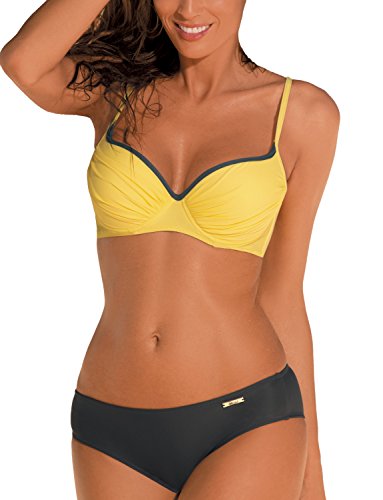 Marko Melody M-357 Bikini Set Dame Bademode Versteift Musterlos Gerafft Regulierbar EU