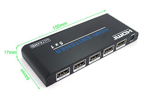 WINGONEER 5×1 HDMI Switch / Verteiler / Rangierlok UHD 4K HDMI 2.0 HDCP 2.2 3D 1080P DVI1.0 Full HD 5 In 1 Out mit Fernbedienung - 5