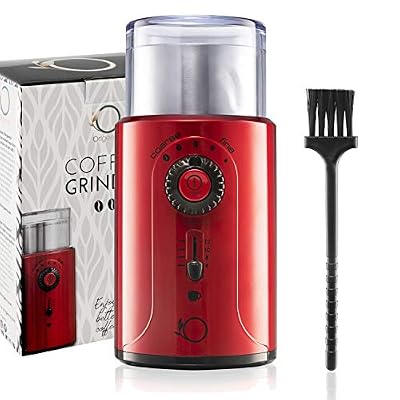 Origeens ⭐ Moulin à Café Électrique Réglable 200W | Broyeur Graines, Noix, Épices | CE | Rouge